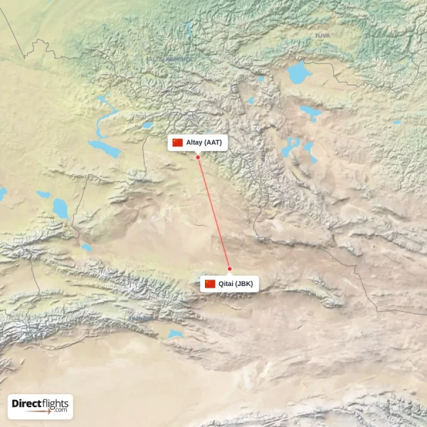 Qitai - Altay direct flight map