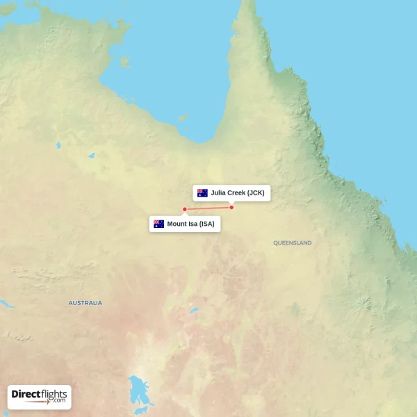 Julia Creek - Mount Isa direct flight map