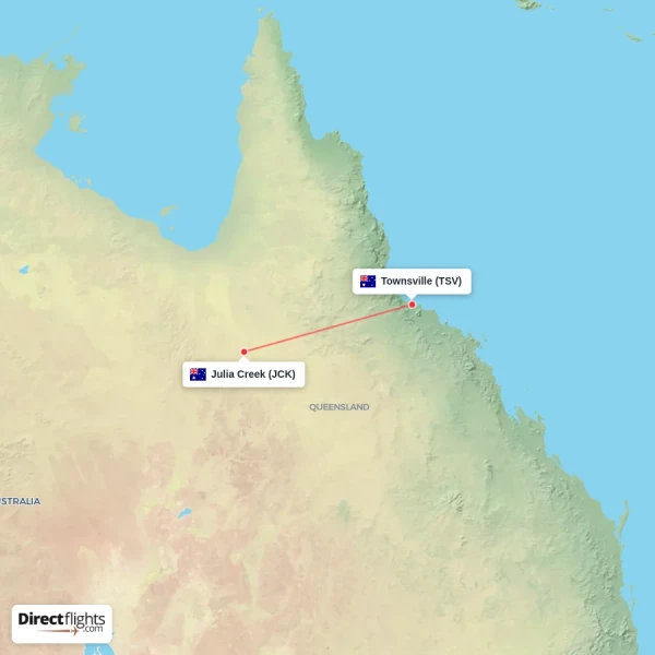 Julia Creek - Townsville direct flight map