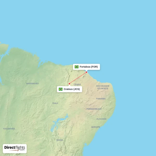 Crateus - Fortaleza direct flight map