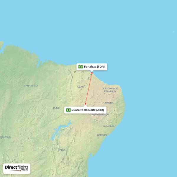 Juazeiro Do Norte - Fortaleza direct flight map