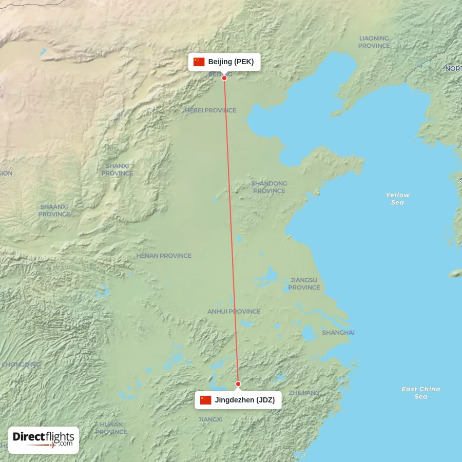 JDZ - PEK route map