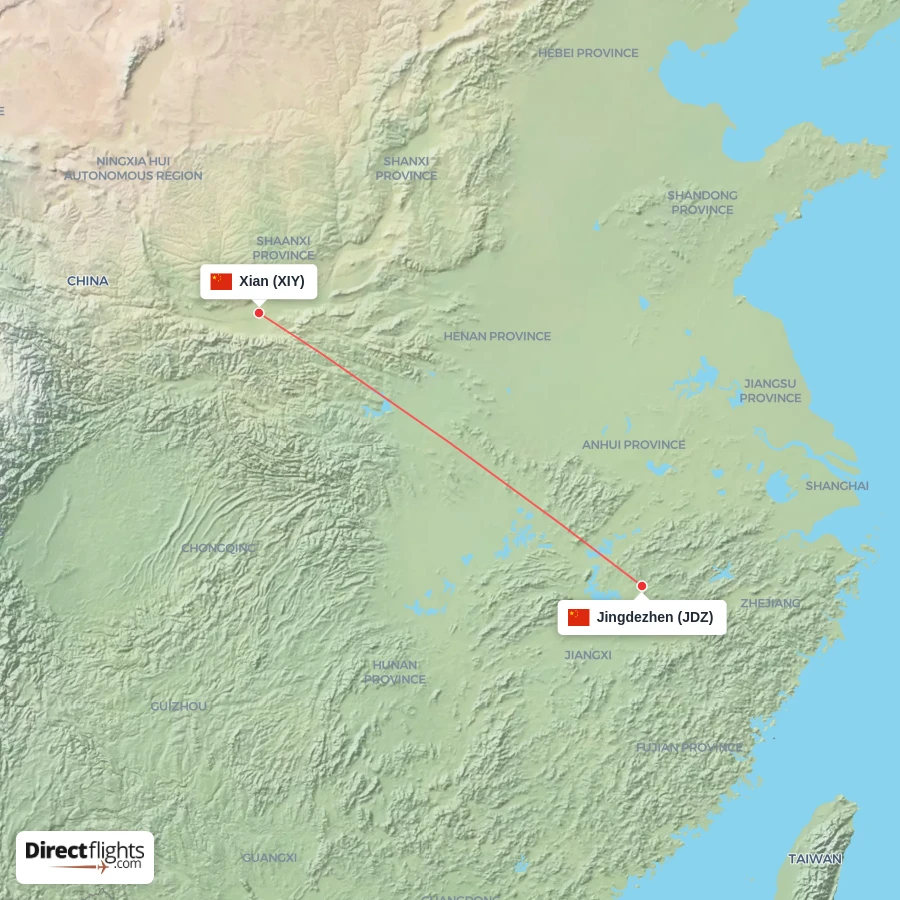 JDZ - XIY route map