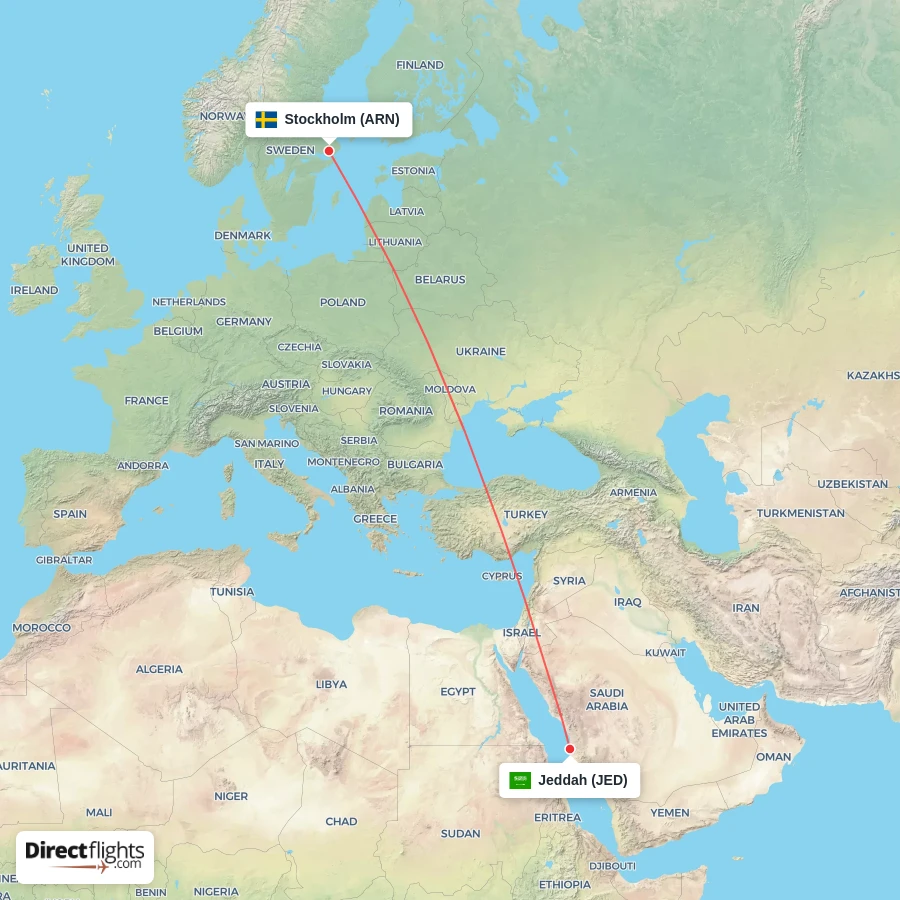 JED - ARN route map