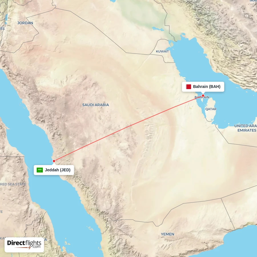 JED - BAH route map
