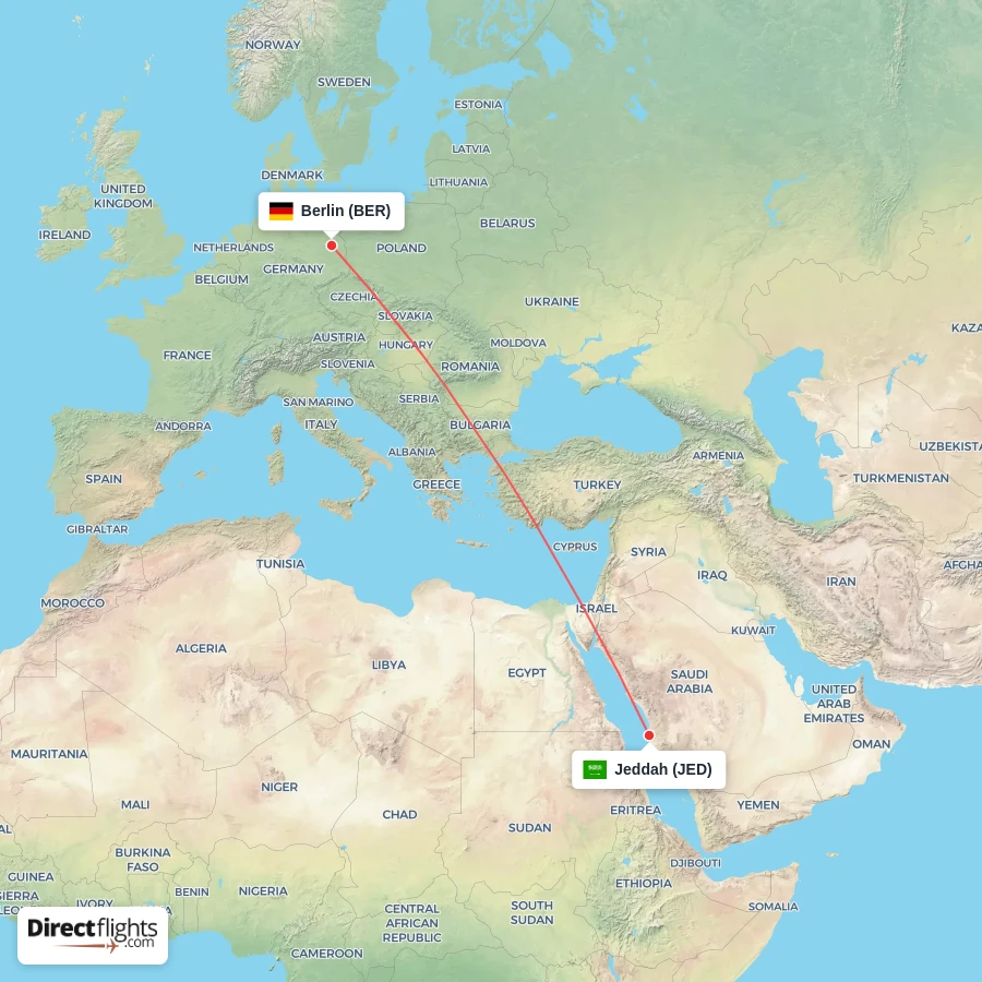 JED - BER route map