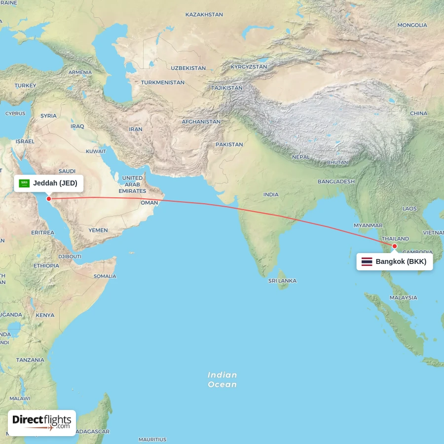 JED - BKK route map