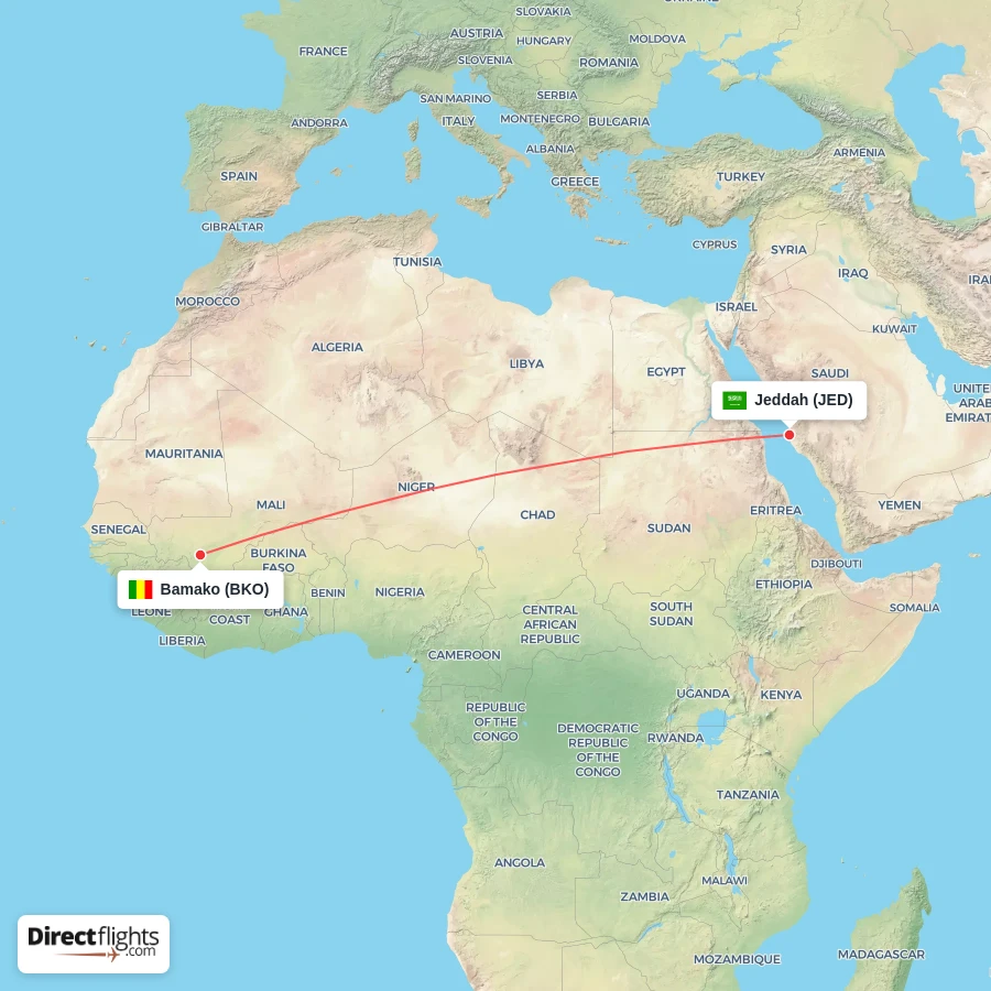 JED - BKO route map