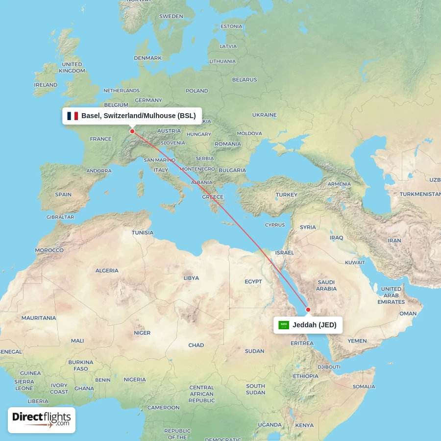 JED - BSL route map