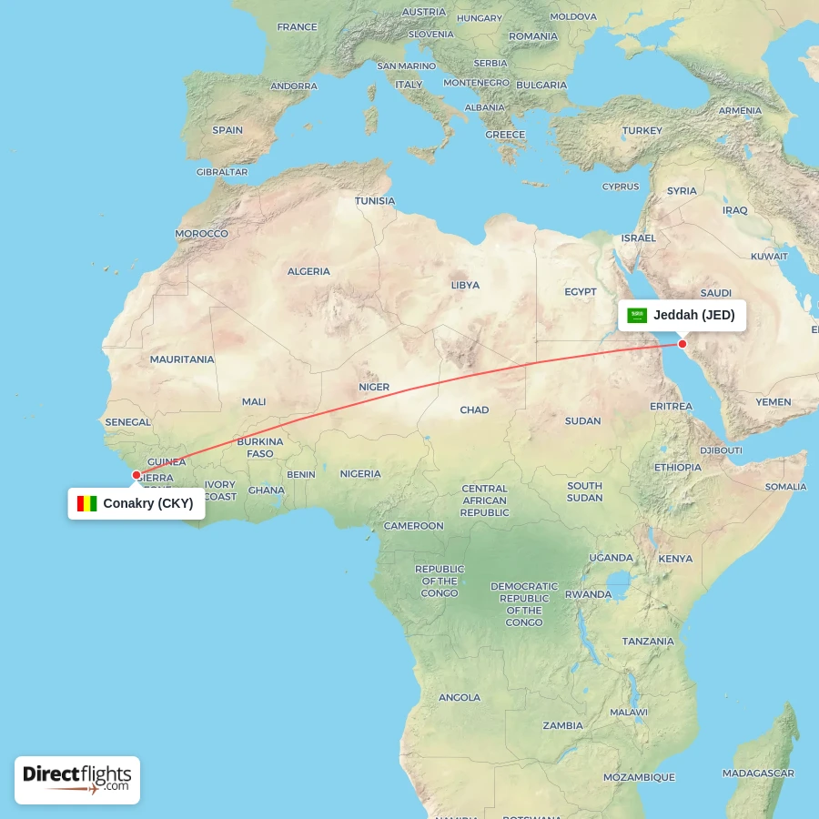 JED - CKY route map