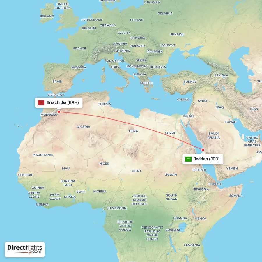 JED - ERH route map