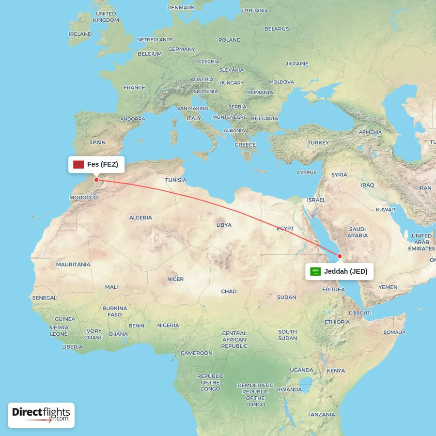 JED - FEZ route map