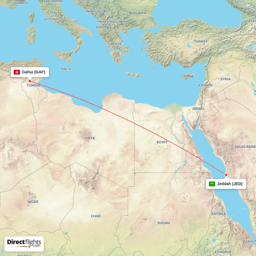 JED - GAF route map