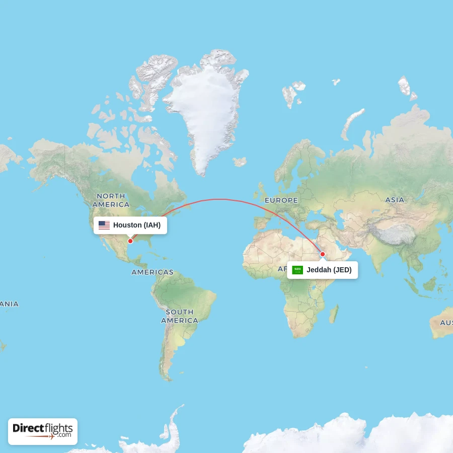 JED - IAH route map