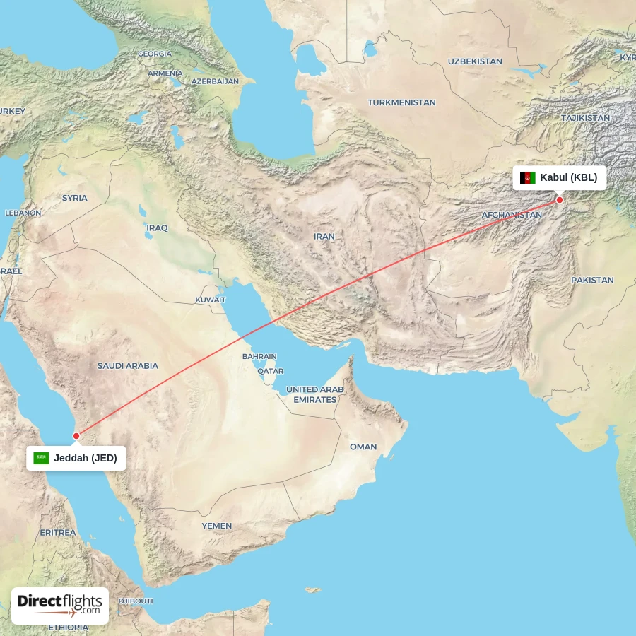 JED - KBL route map