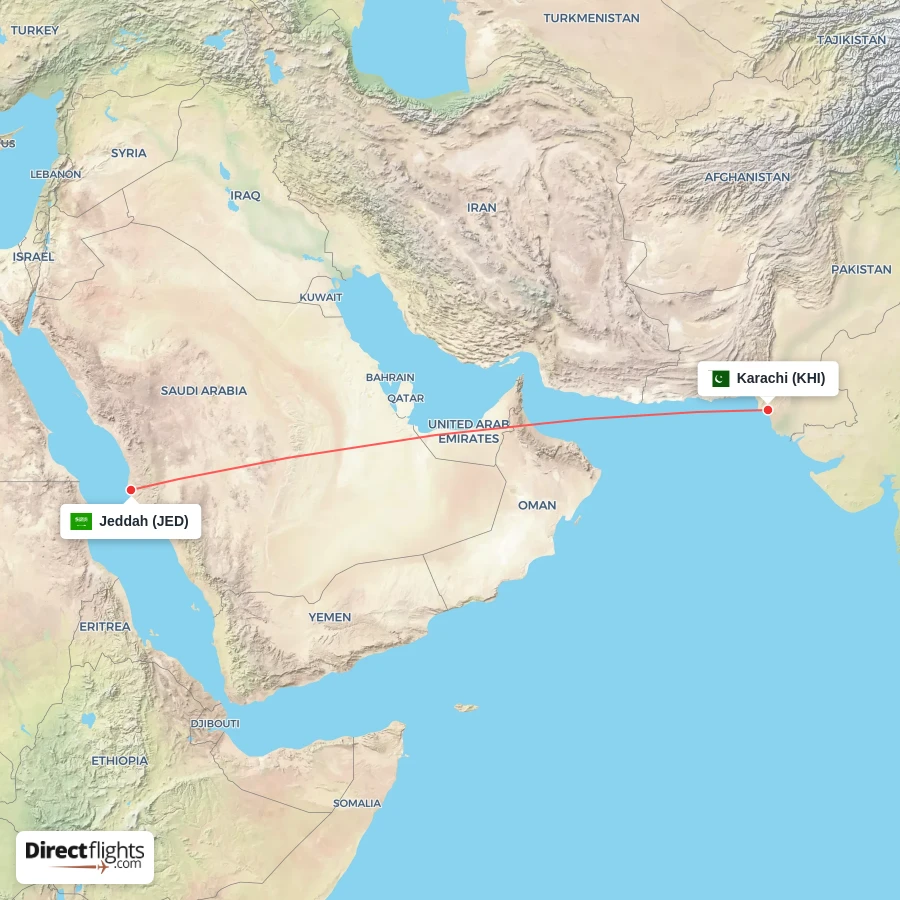 JED - KHI route map