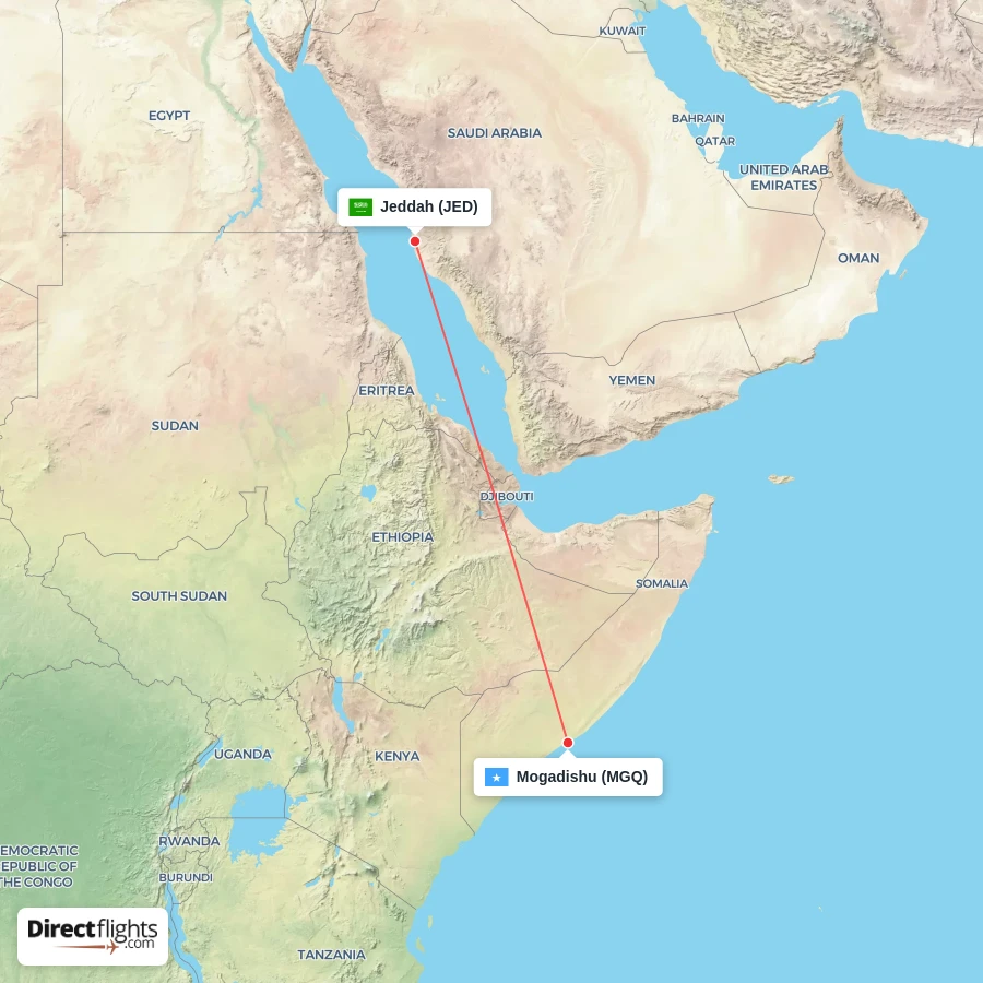 JED - MGQ route map