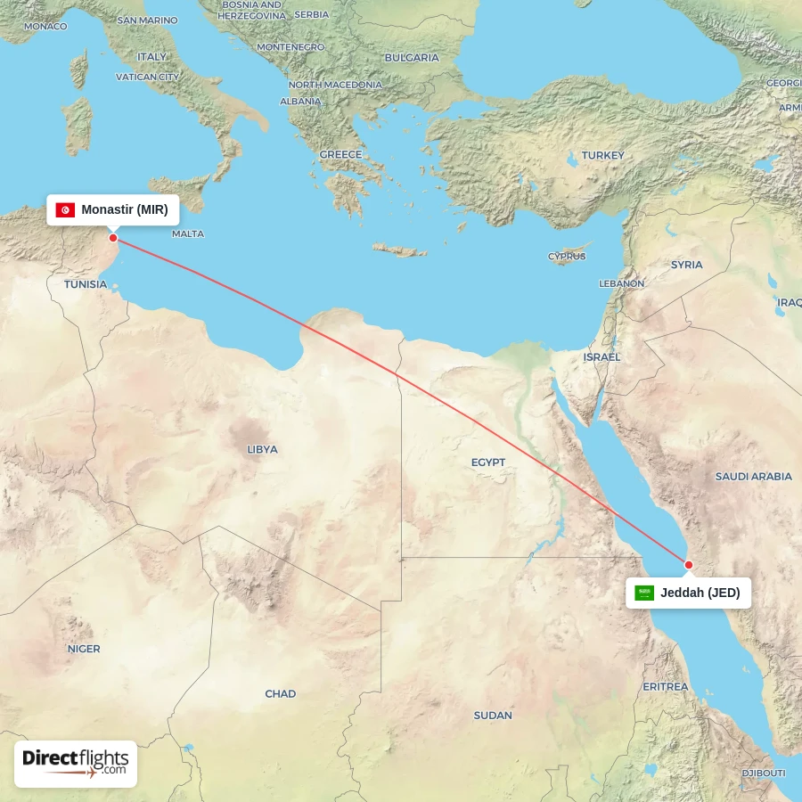 JED - MIR route map