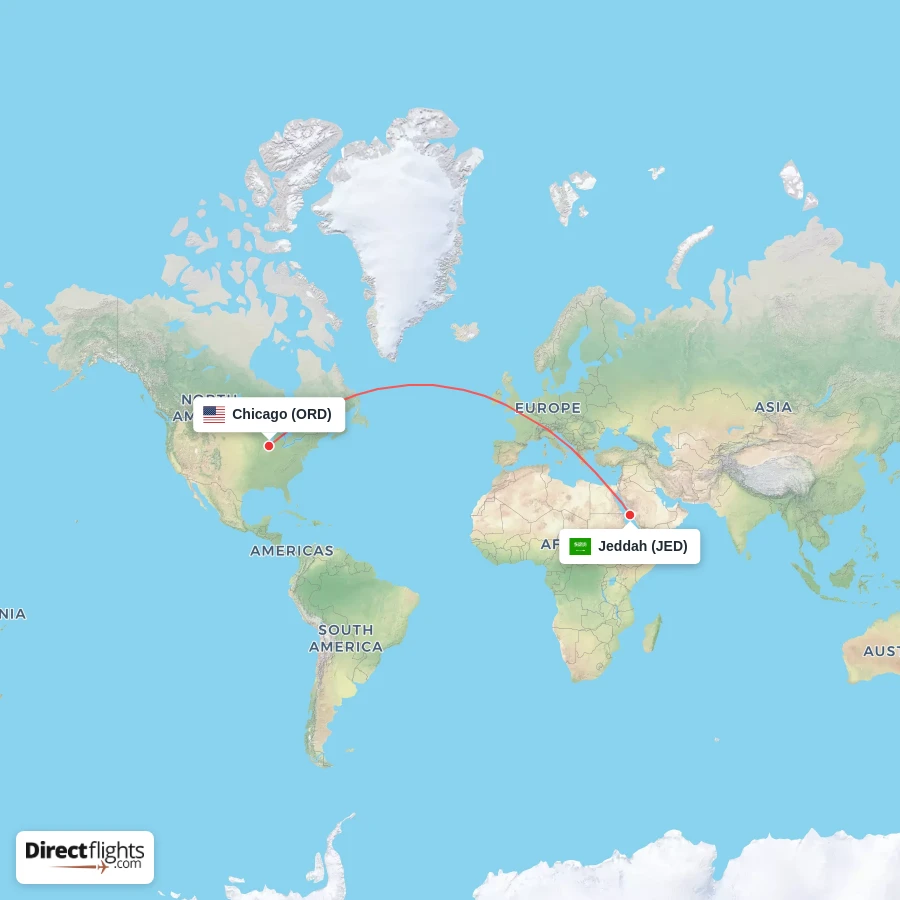 JED - ORD route map