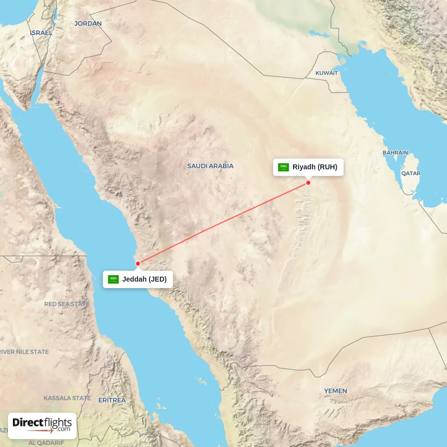 JED - RUH route map