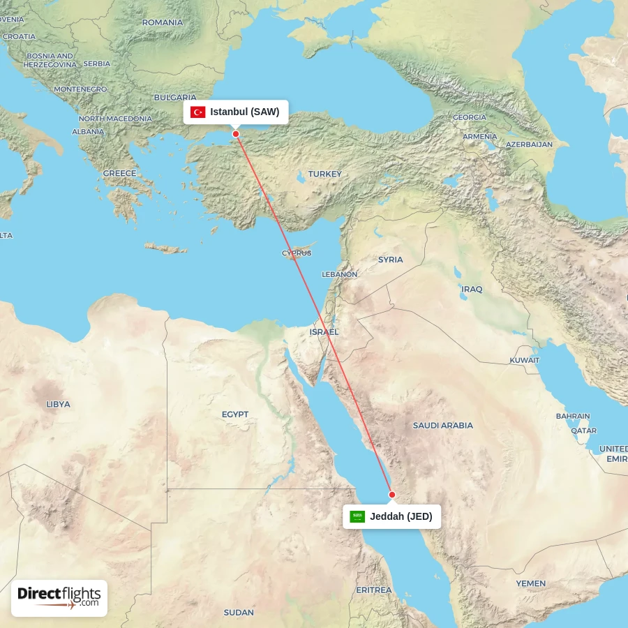 JED - SAW route map