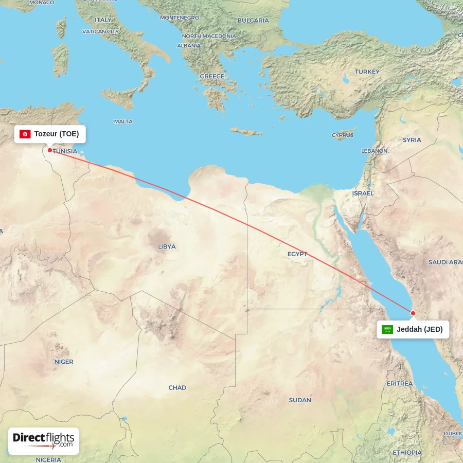 JED - TOE route map