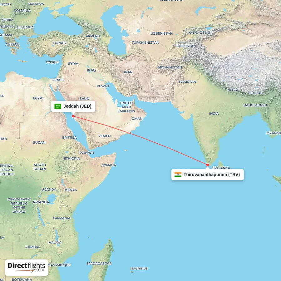 JED - TRV route map