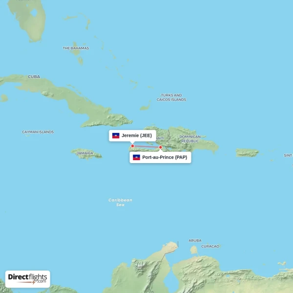 Jeremie - Port-au-Prince direct flight map