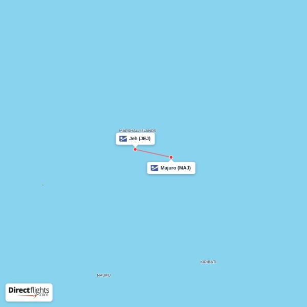 Jeh - Majuro direct flight map
