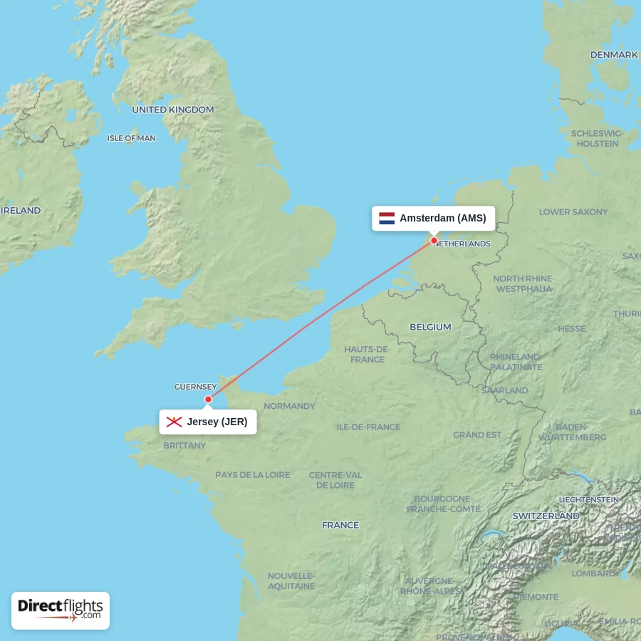 JER - AMS route map