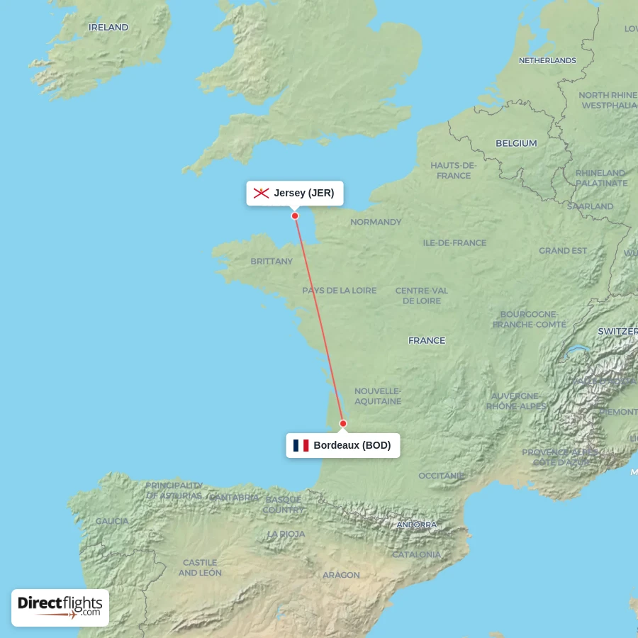 JER - BOD route map