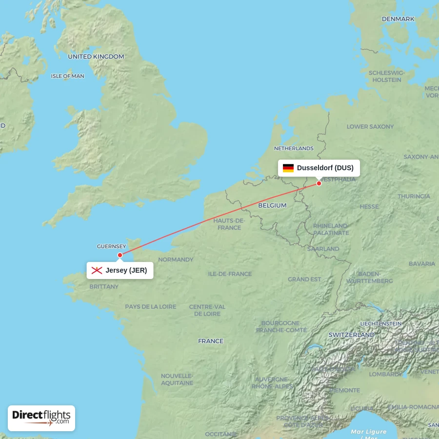 JER - DUS route map