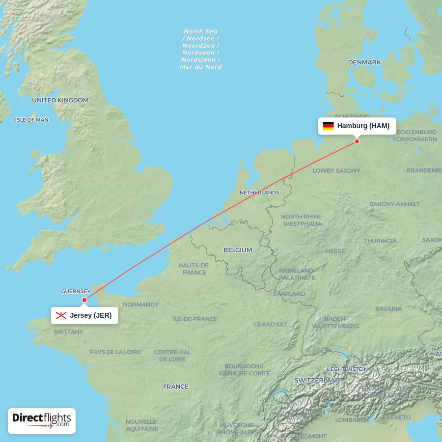 JER - HAM route map