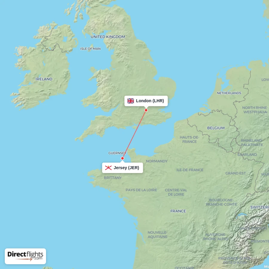 JER - LHR route map