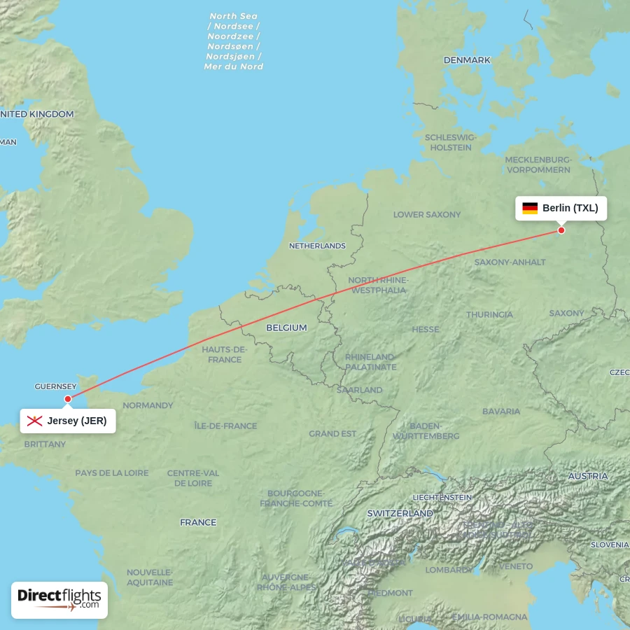 JER - TXL route map