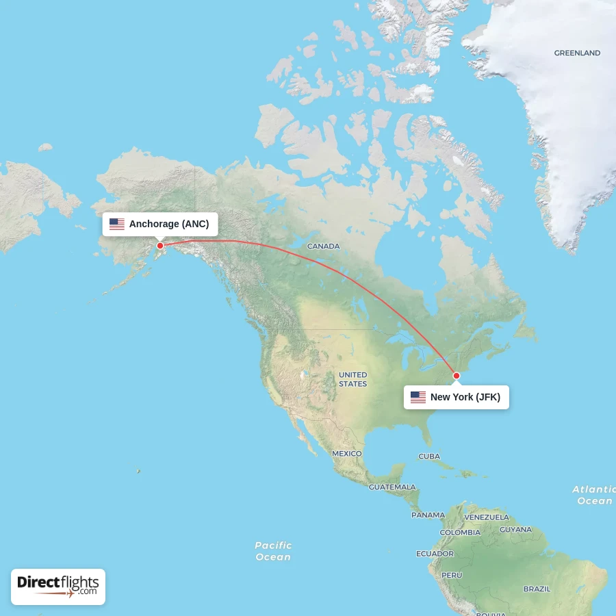 JFK - ANC route map