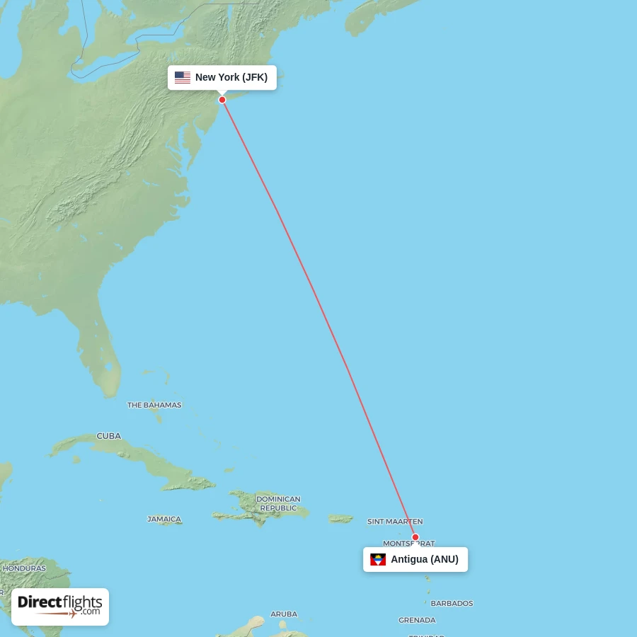 JFK - ANU route map
