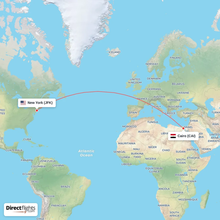 JFK - CAI route map