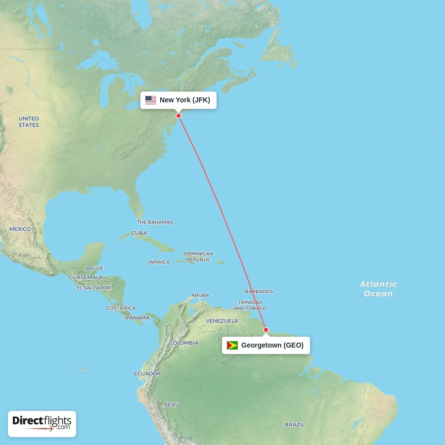 JFK - GEO route map