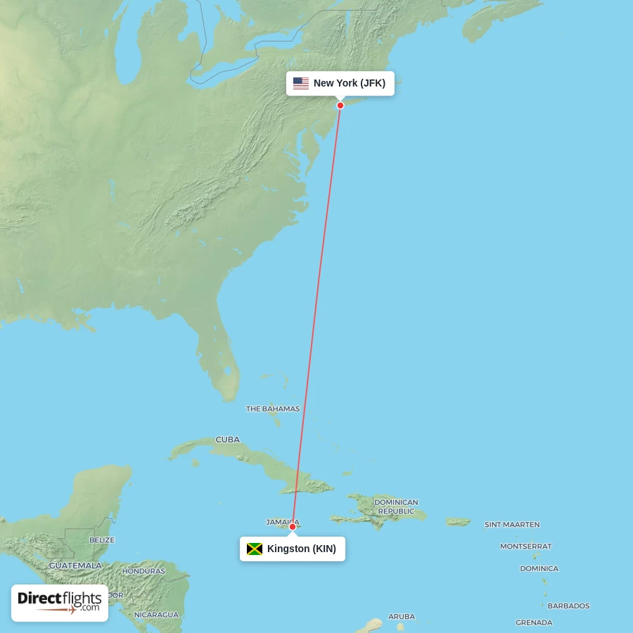 JFK - KIN route map