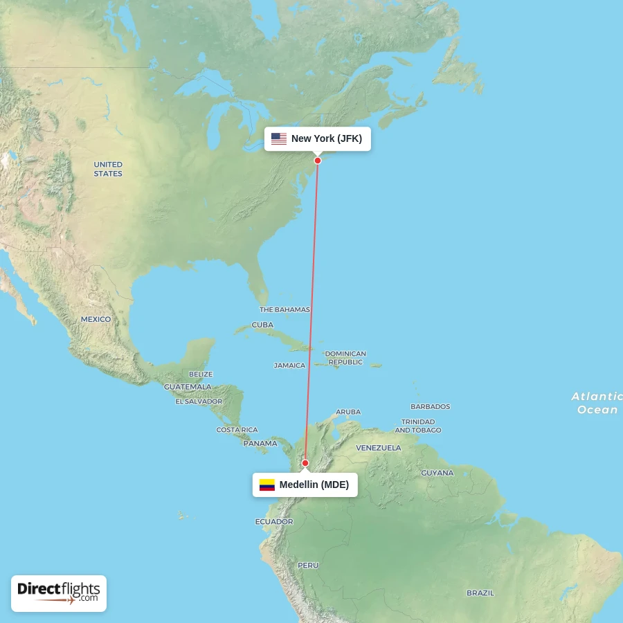 JFK - MDE route map