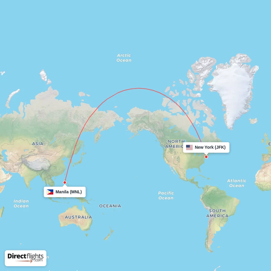 JFK - MNL route map