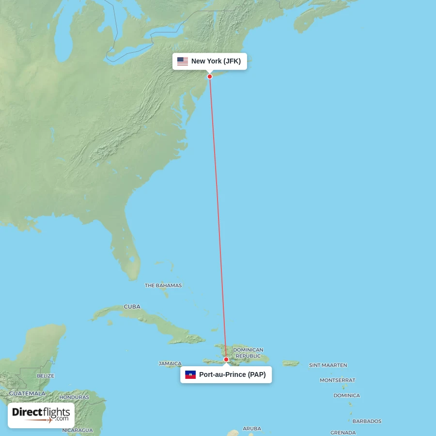 JFK - PAP route map