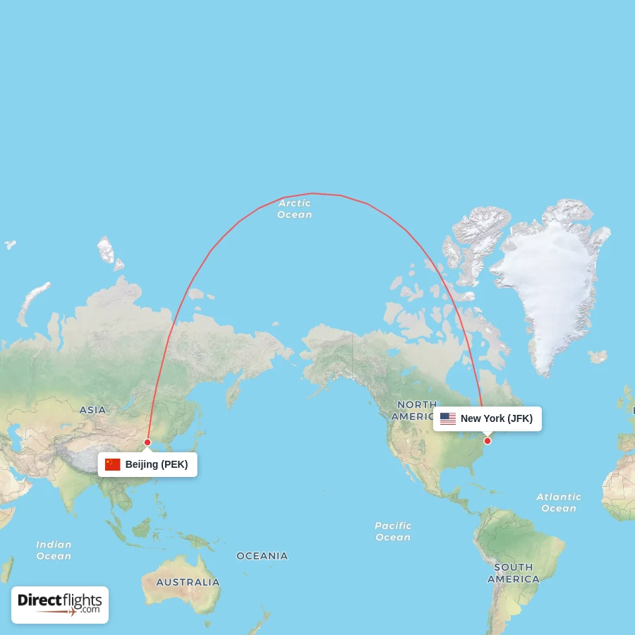 JFK - PEK route map