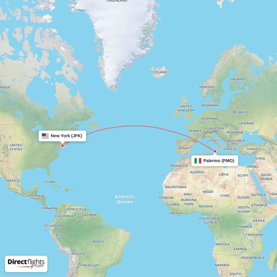 JFK - PMO route map