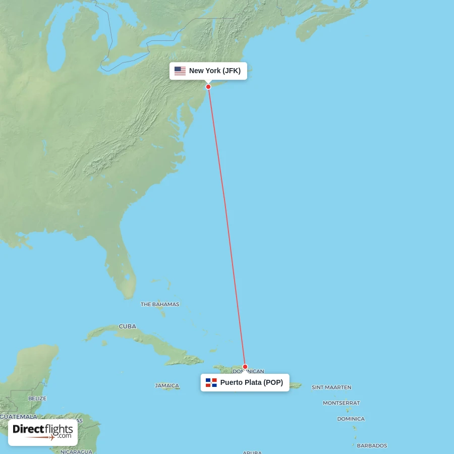 JFK - POP route map