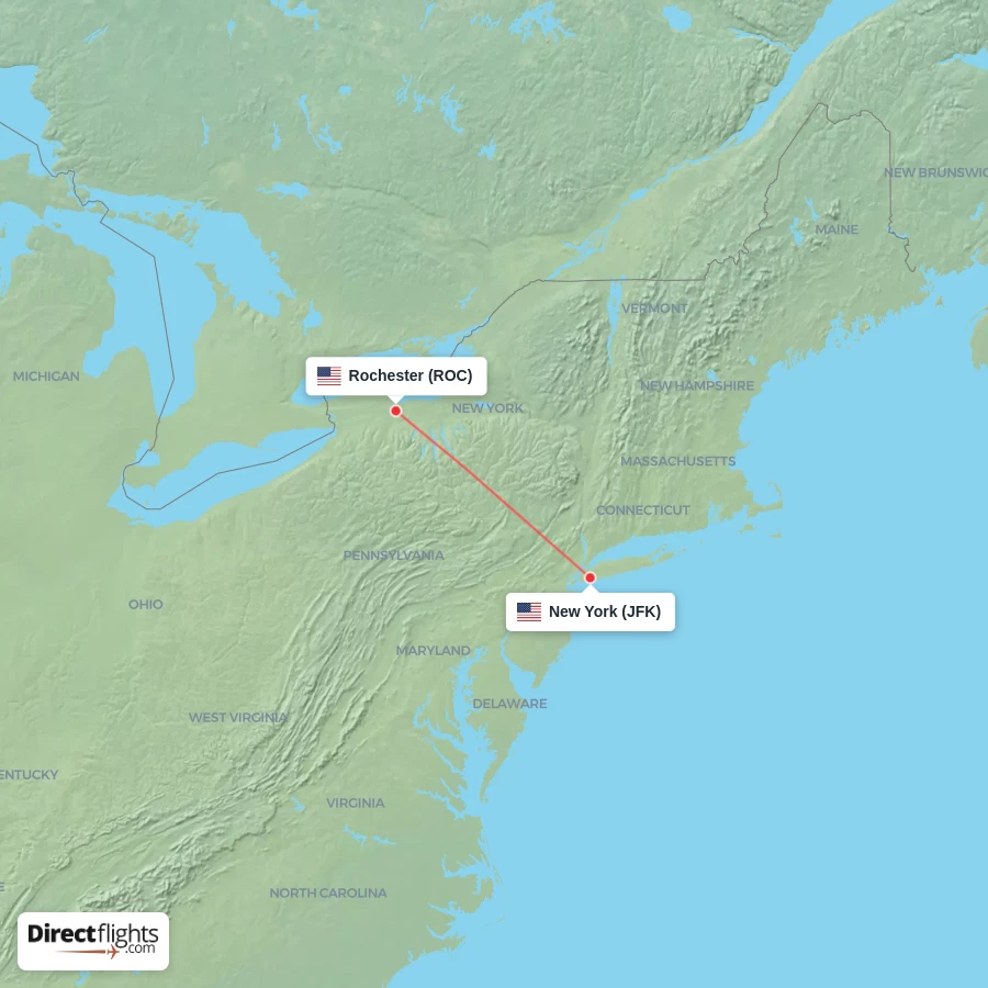 JFK - ROC route map