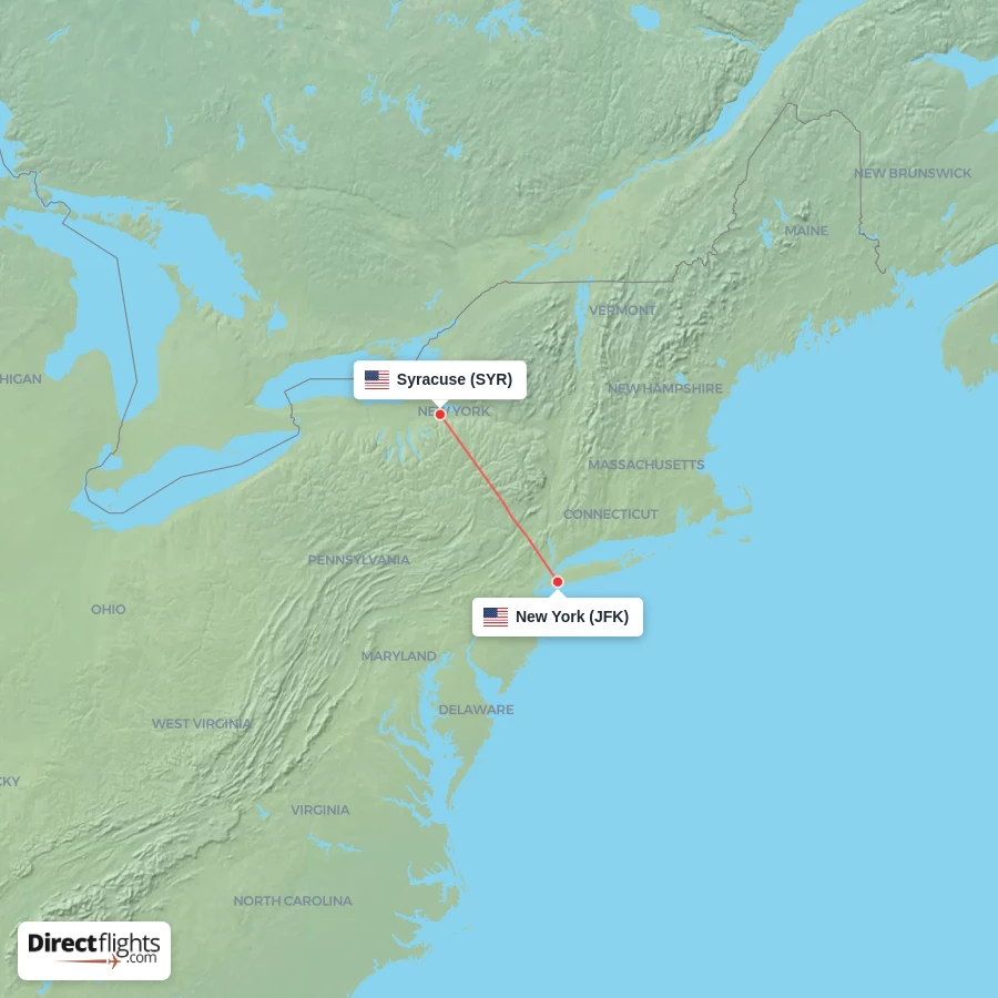 JFK - SYR route map