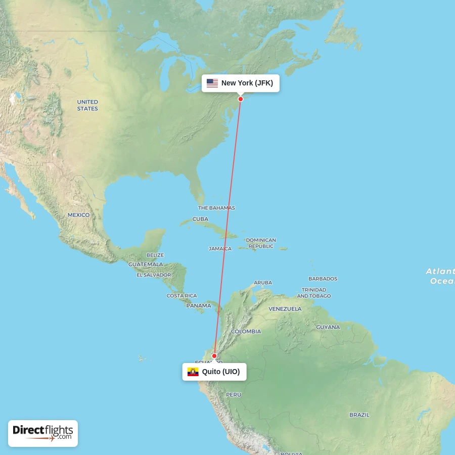 JFK - UIO route map