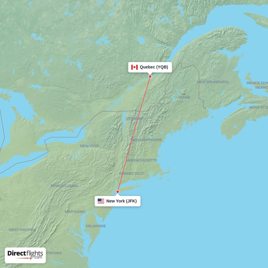 JFK - YQB route map